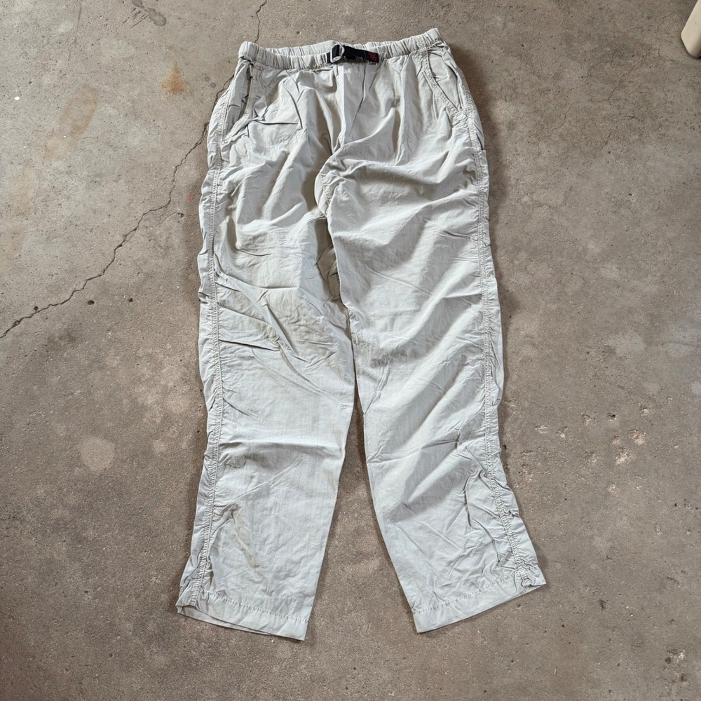 Gramicci Hiking Pants Men L Tan Khaki Nylon Webbing Belt USA Made Gorpcore